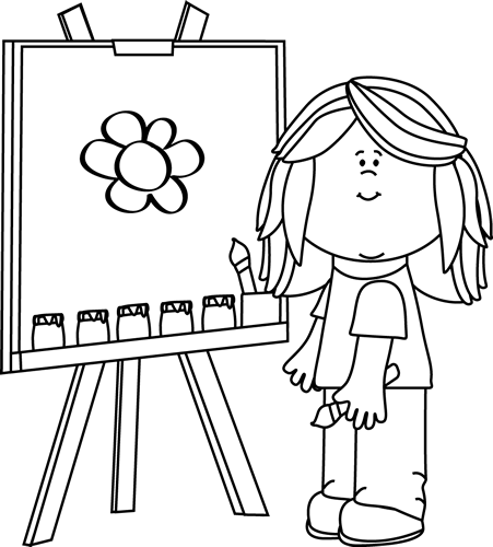 Black_and_White_Girl_Painting_on_Easel